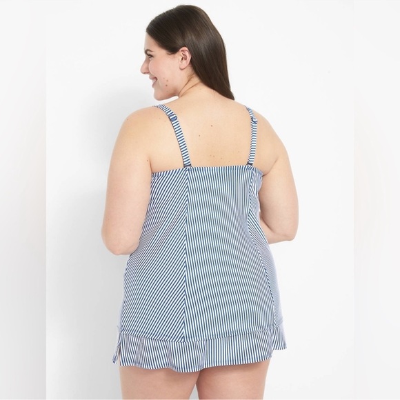 Swim by Cacique Lane Bryant Striped Seersucker Tankini set size 40DD/16 - Picture 2 of 5